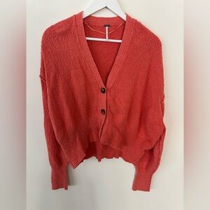 Free People Found My Friend Coral Cardigan Sweater Sz Small oversized